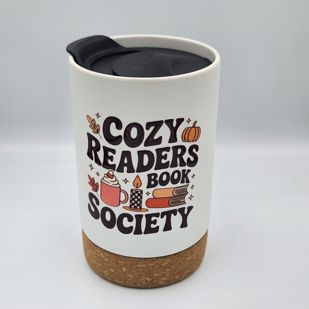 Cozy Readers Book Society Mug with Cork Base- Great Gift Idea!